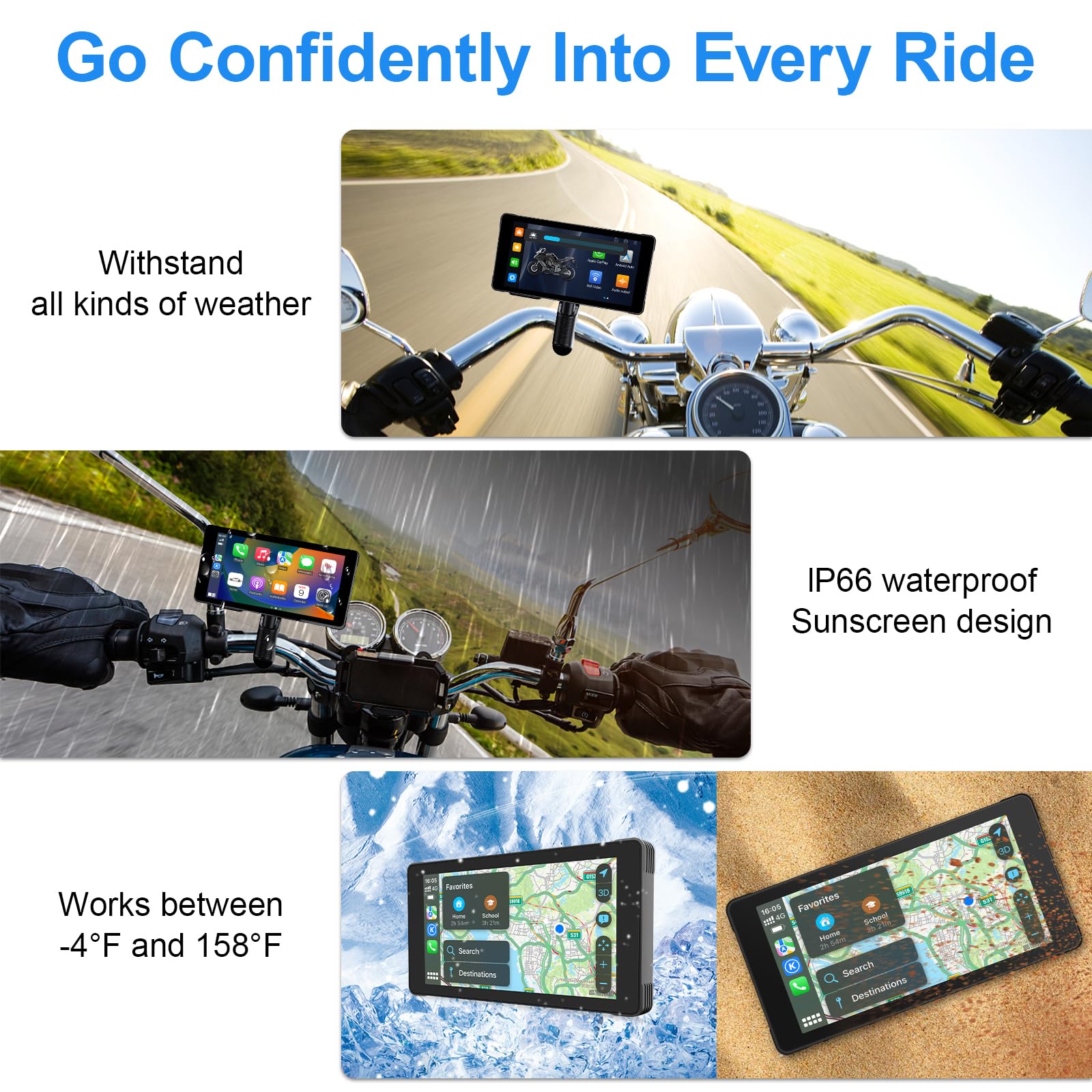 Lbw Premium Motorcycle Dvr: Wireless Apple Carplay & Android Auto, Dual Hd 1080P Cameras, Gps Navigation, 5.5 Inch Ips Touch Scr